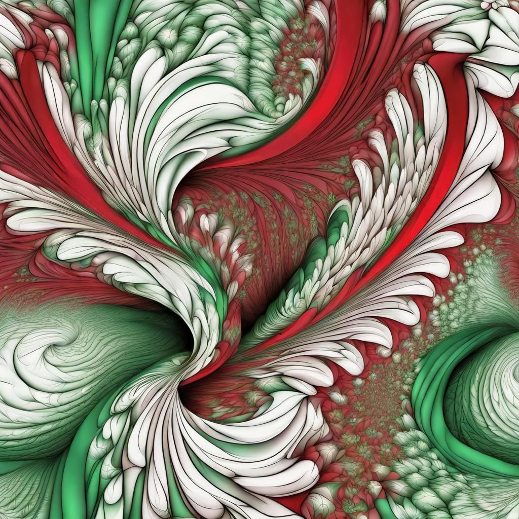 Fairies Play Among Red and Green Flowers