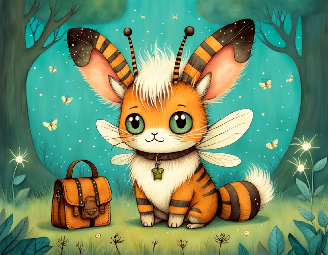 Adorable Kawaii Creature in Enchanted Forest Grove