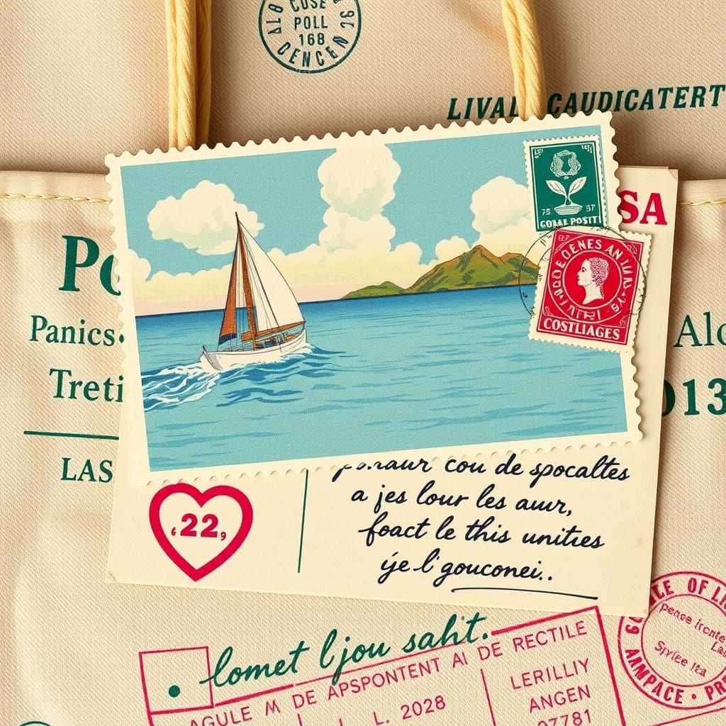 Vintage Polynesian Outrigger Stamp on Postcard