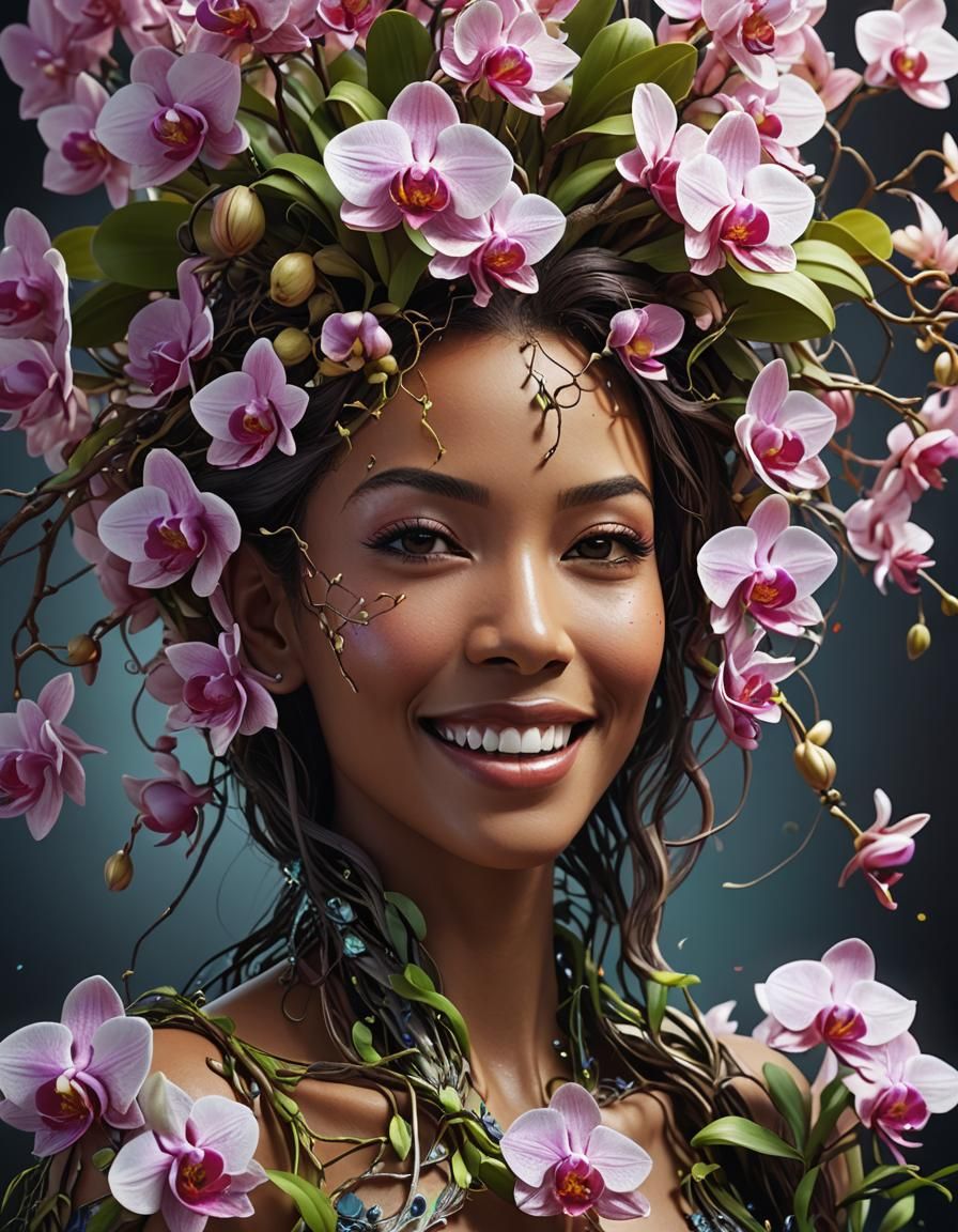 Orchid Woman: A Blooming Sci-Fi Portrait