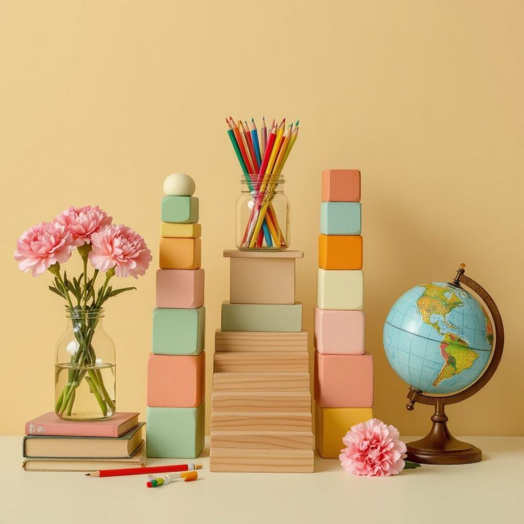 Wes Anderson Inspired Still Life with Montessori Elements