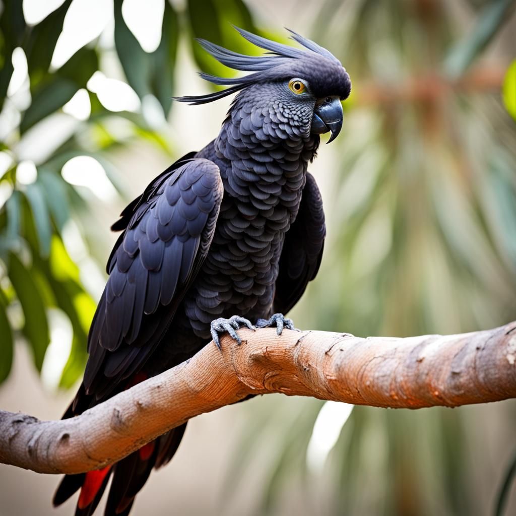 Striking Red-Tailed Black Cockatoo Portrait