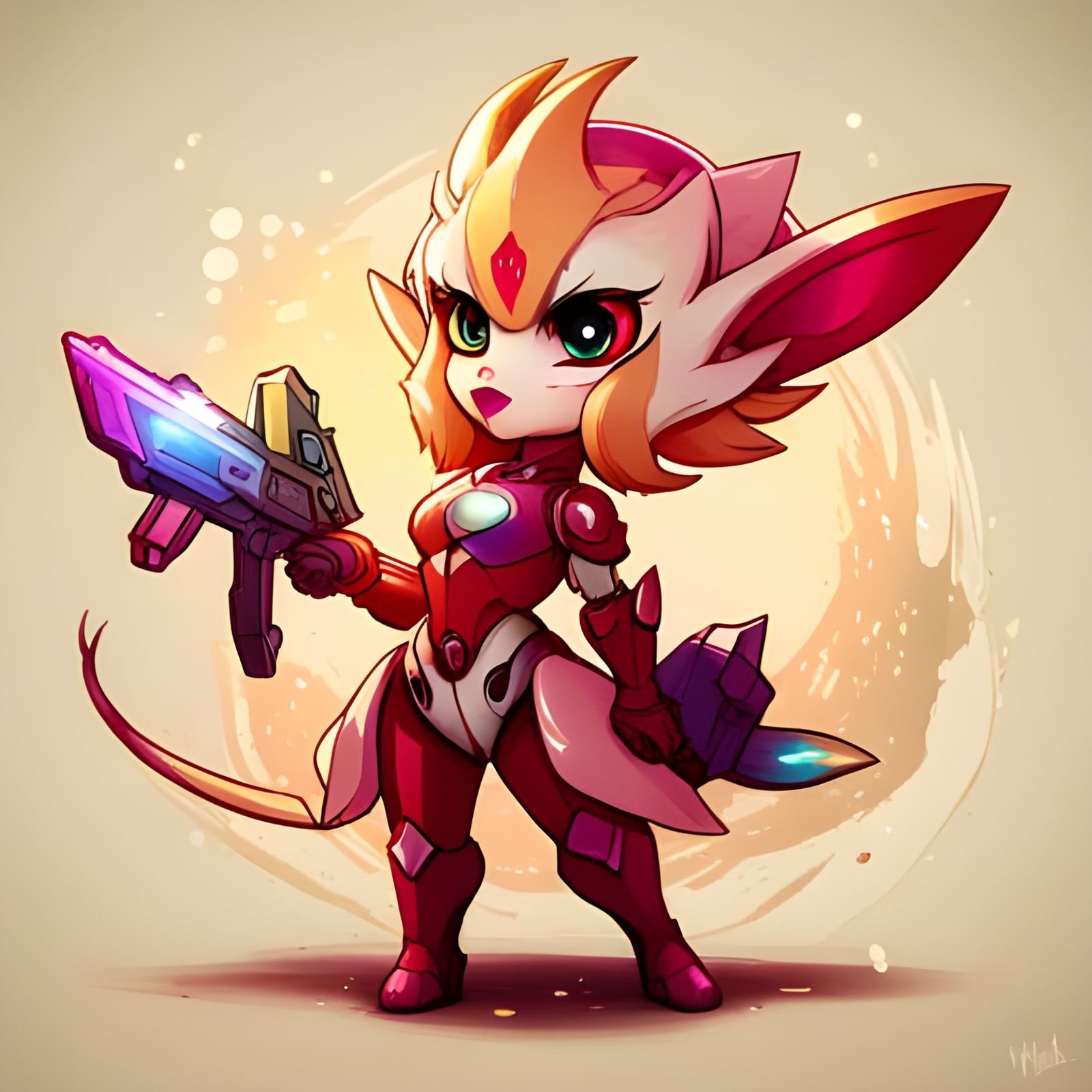 Detailed Chibi Anthro Arcee Splash Art