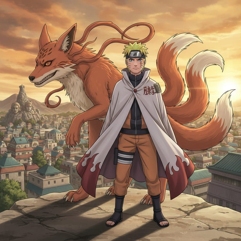 Adult Naruto with Nine-Tailed Fox Spirit