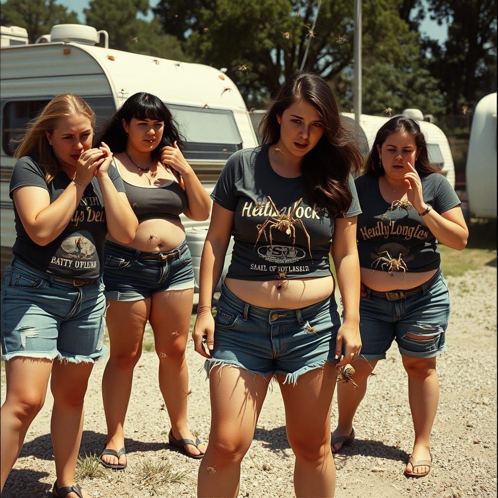 Large Women With Daddy Longlegs in Photorealistic Style