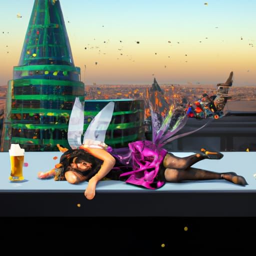 Fairy Sleeps on Business Cat Office Roof