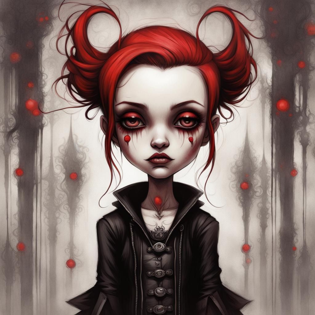 Goth Punk Girl with Dynamic Lighting in Red