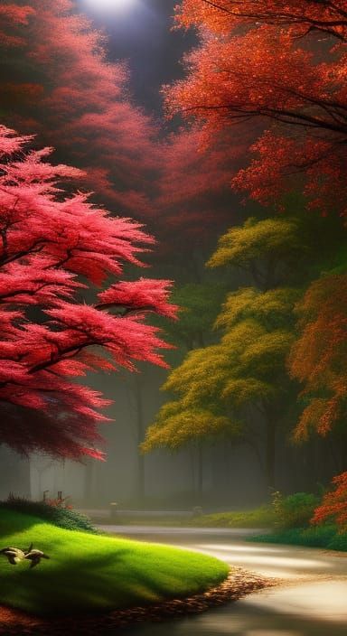 Enchanted Forest with Japanese Maple Trees