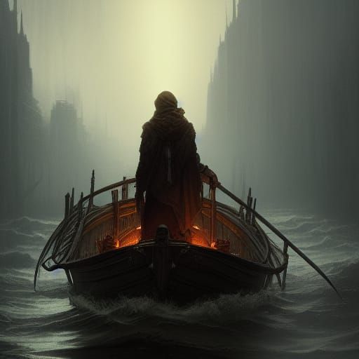 Ferryman in Dark Fantasy Style