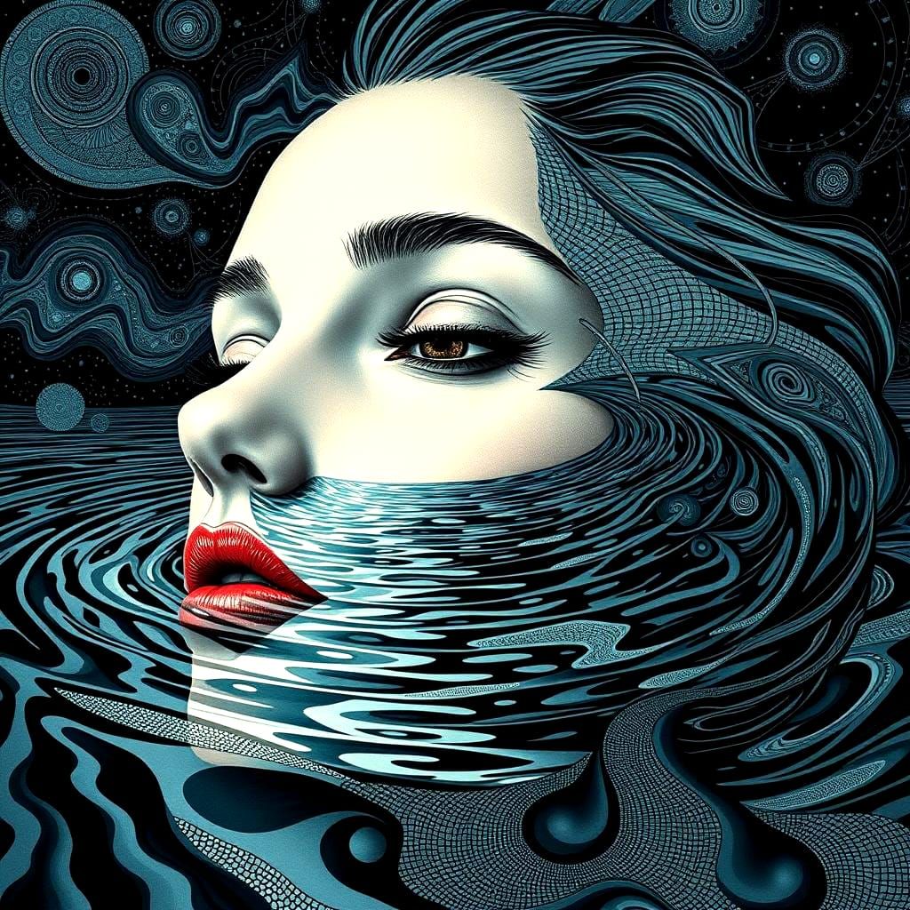 Surreal Cosmic Portrait in Max Ernst Style