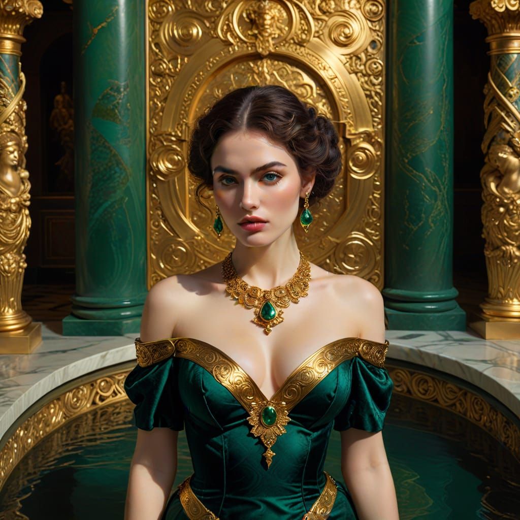 Lavish Baroque Beauty in Emerald Tartan
