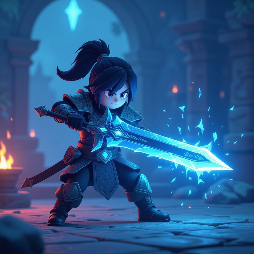 Roblox Character Wielding Azure Energy Sword