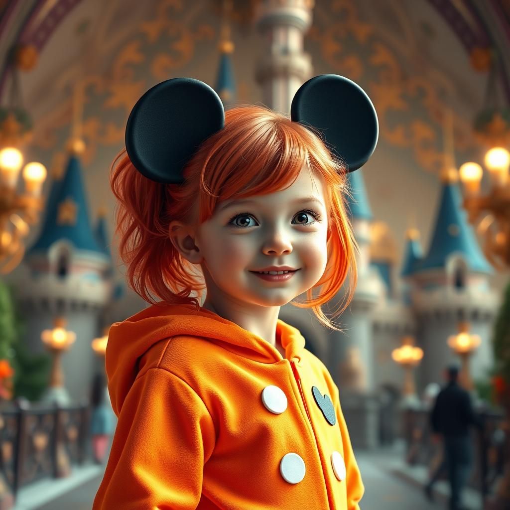 Redhead in Mickey Mouse Costume at Disneyland