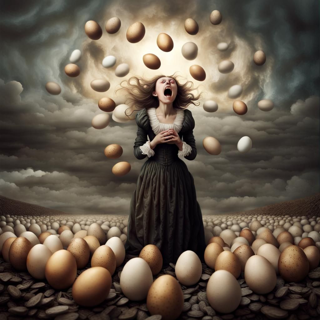 Victorian Woman's Grief in a Sea of Broken Eggs