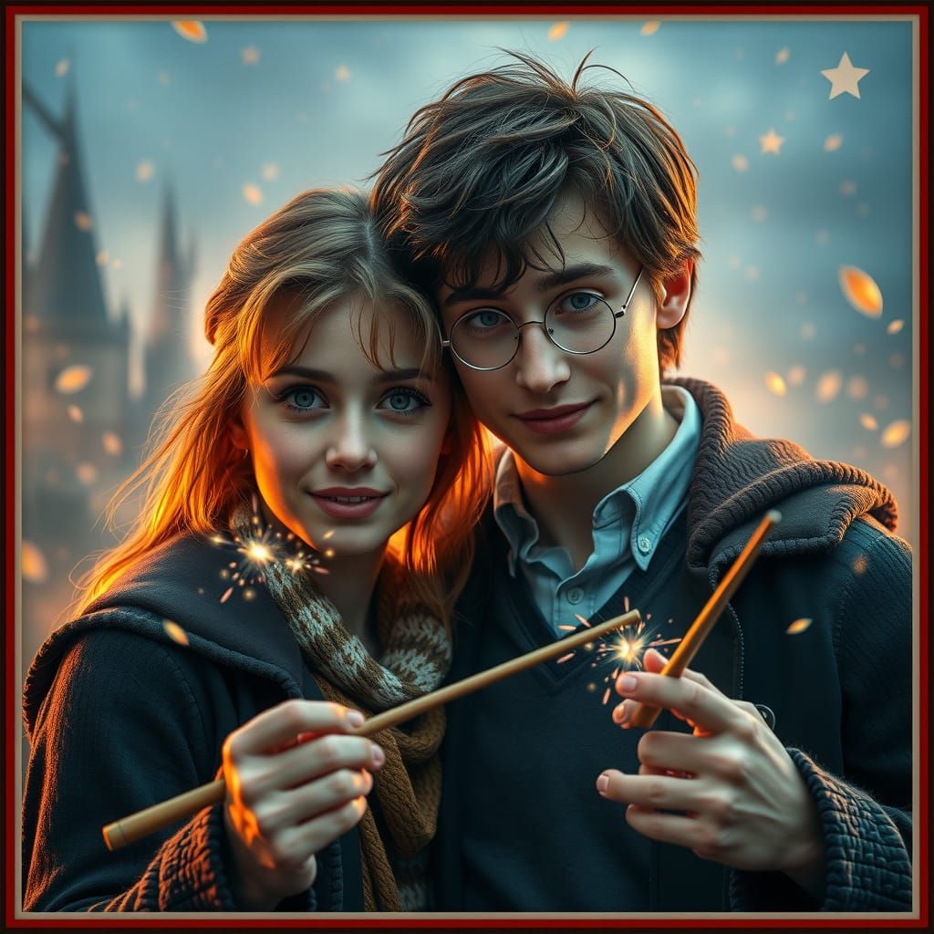 Photorealistic Harry Potter and Hermione Kiss