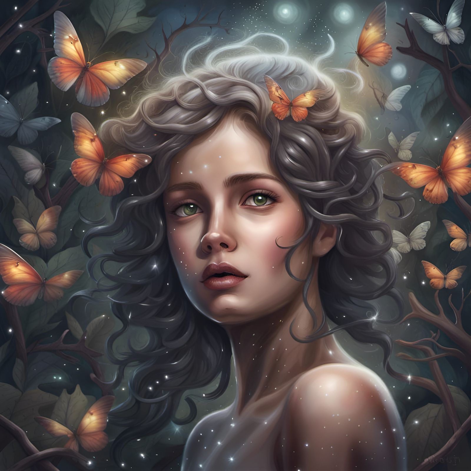 Nymph, magical scene