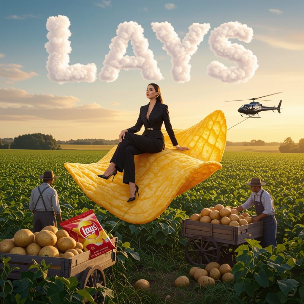 Dreamlike Potato Chip Ad in Digital Art Style