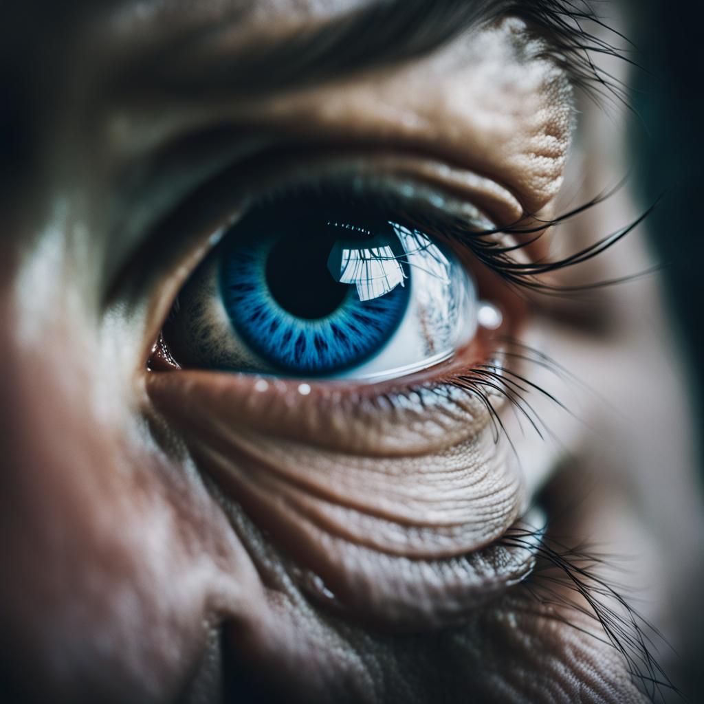 Demonic Reflection in a Piercing Blue Eye