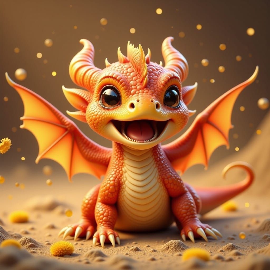 Cute Dragon Hatchling Yelling Woohoo