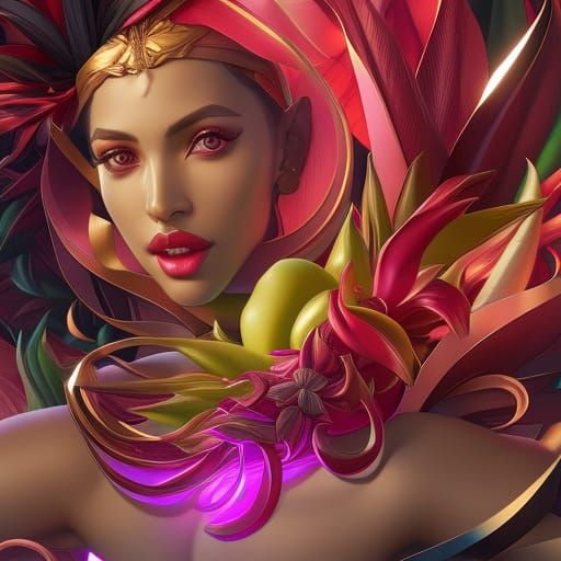 Fruit Pharaoh Portrait in Art Nouveau Style