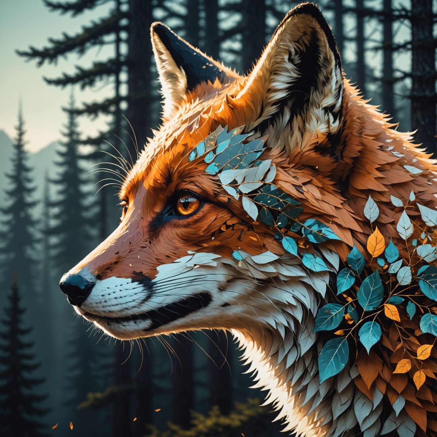 Fox Double Exposure Art: Adventures in Profile
