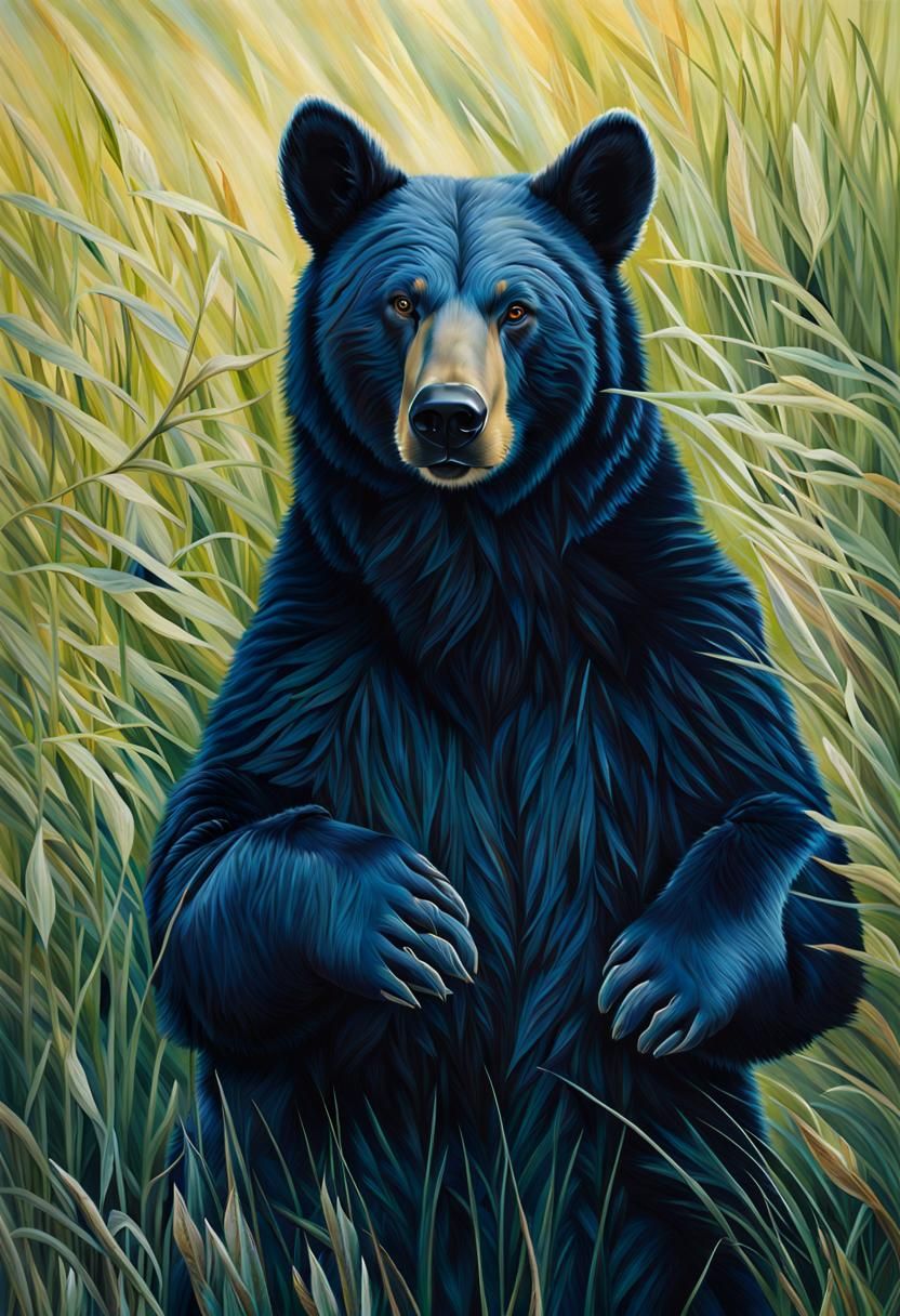 Black Bear Standing Up to Look