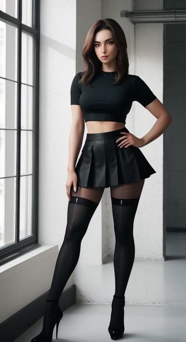 Young Woman in Black Crop Top Posing