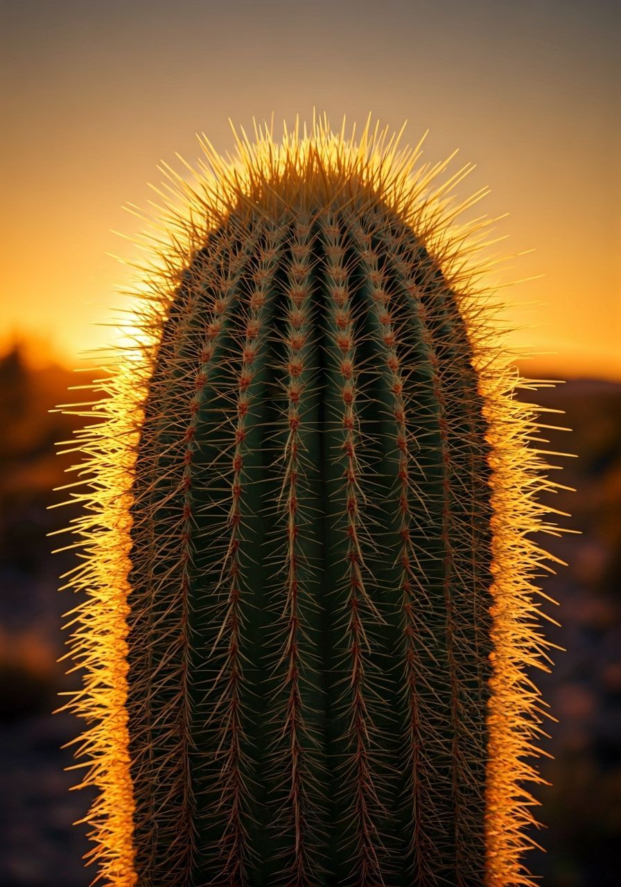 Saguaro Cactus at Sunset in Brian Froud Style