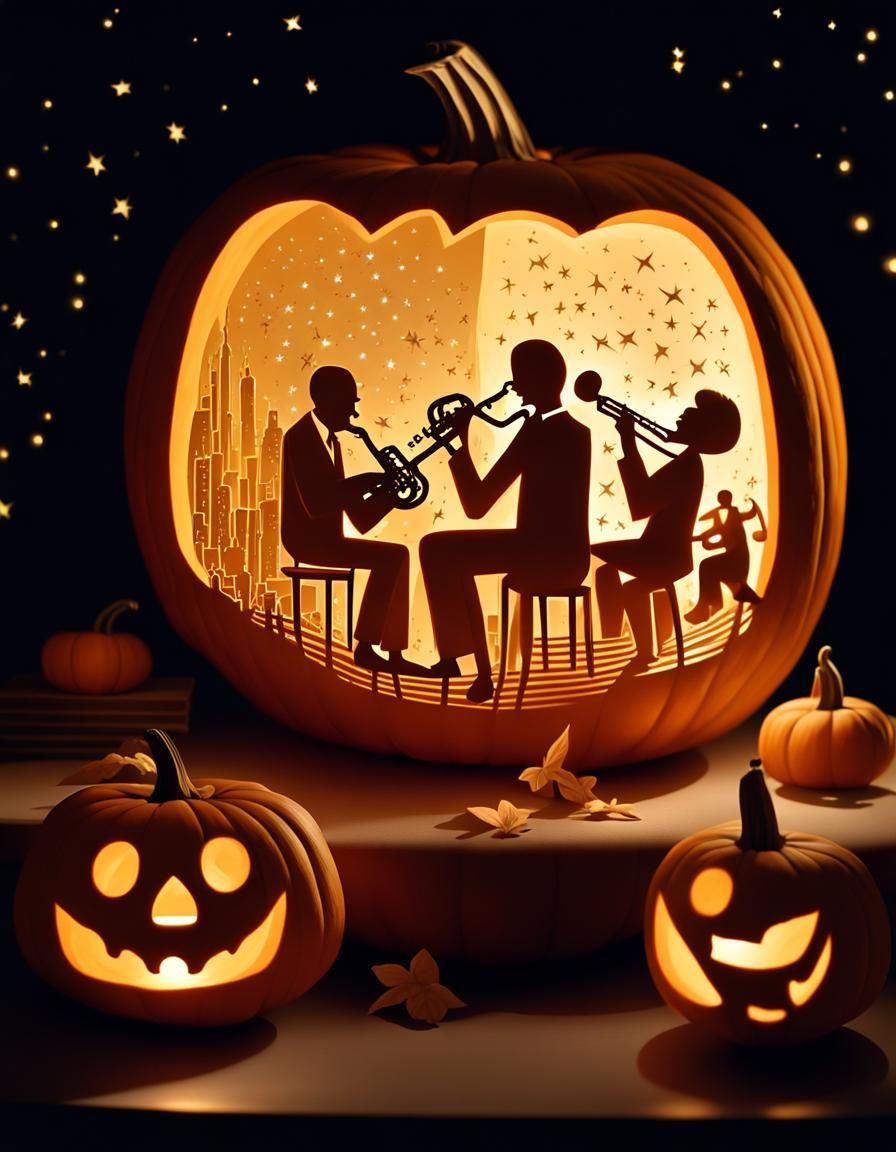 Whimsical Pumpkin Carving: A Jazz Celebration