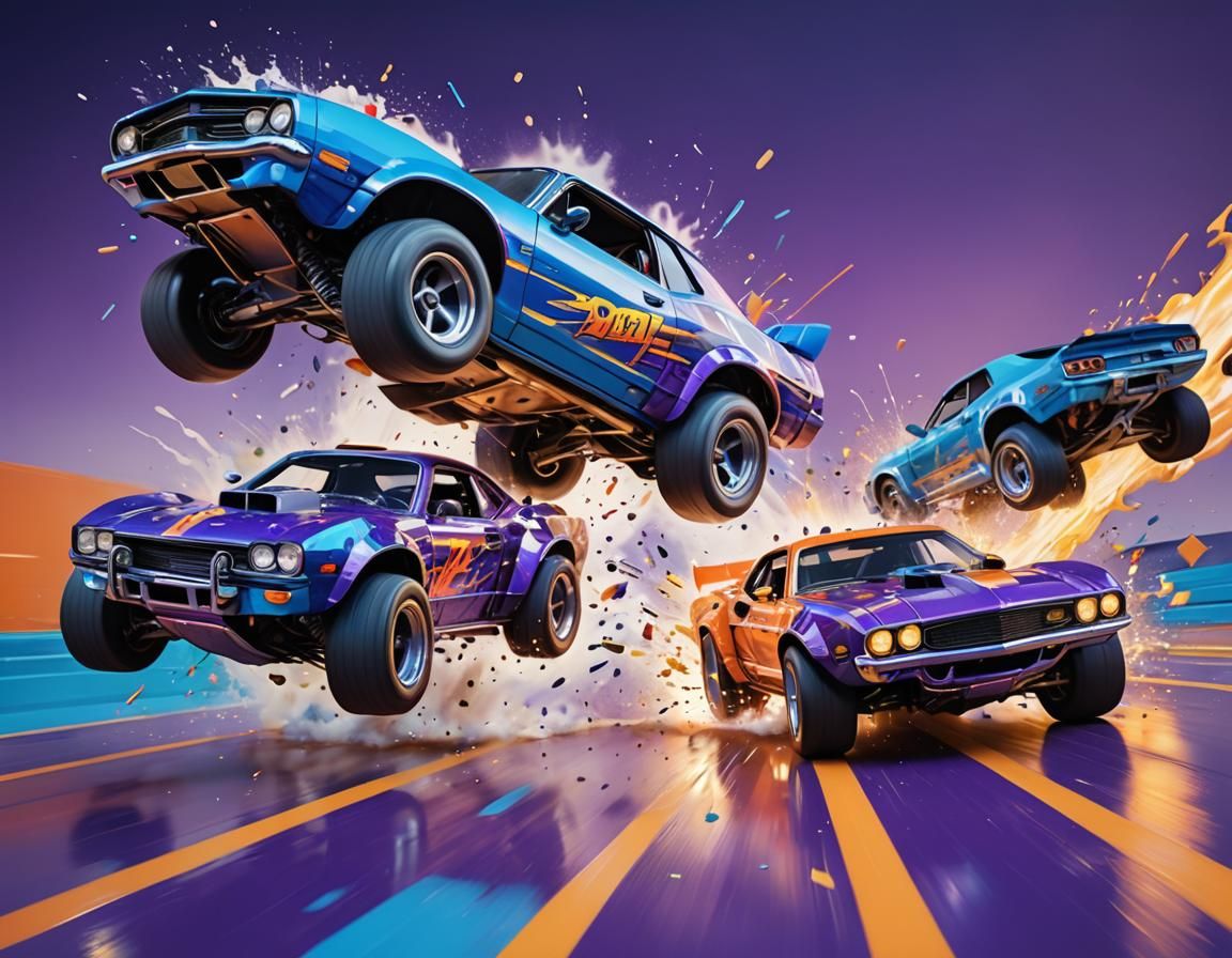 Upside-Down Hot Wheels Collision in Splash Art