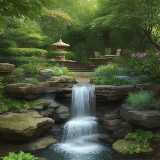 Enchanted Garden Falls: A Cascading Fountain of Stone