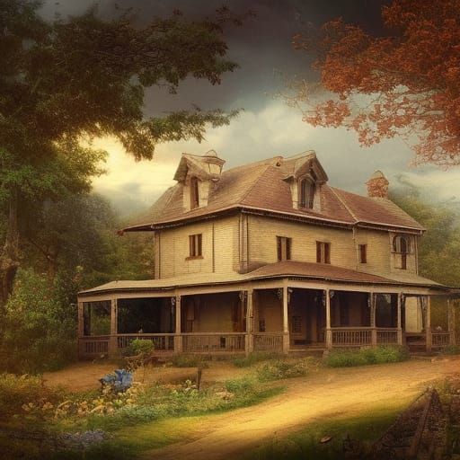 Peaceful Victorian Farmhouse: Digital Matte Painting