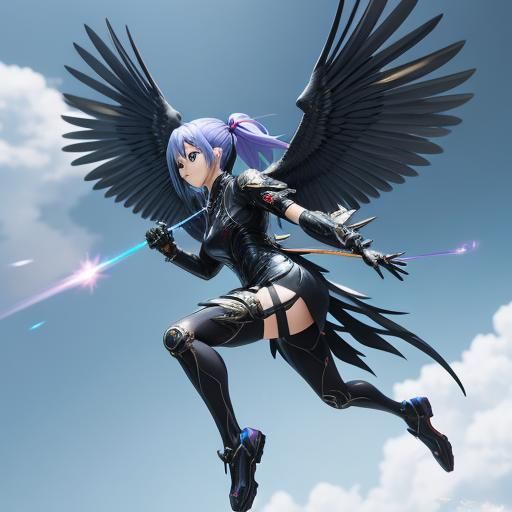 Anime Girls with Wings in 3D Style