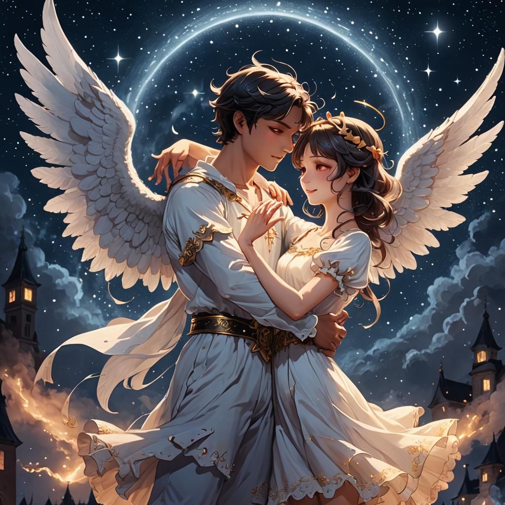 Angelic Demon Dance Under the Night Sky