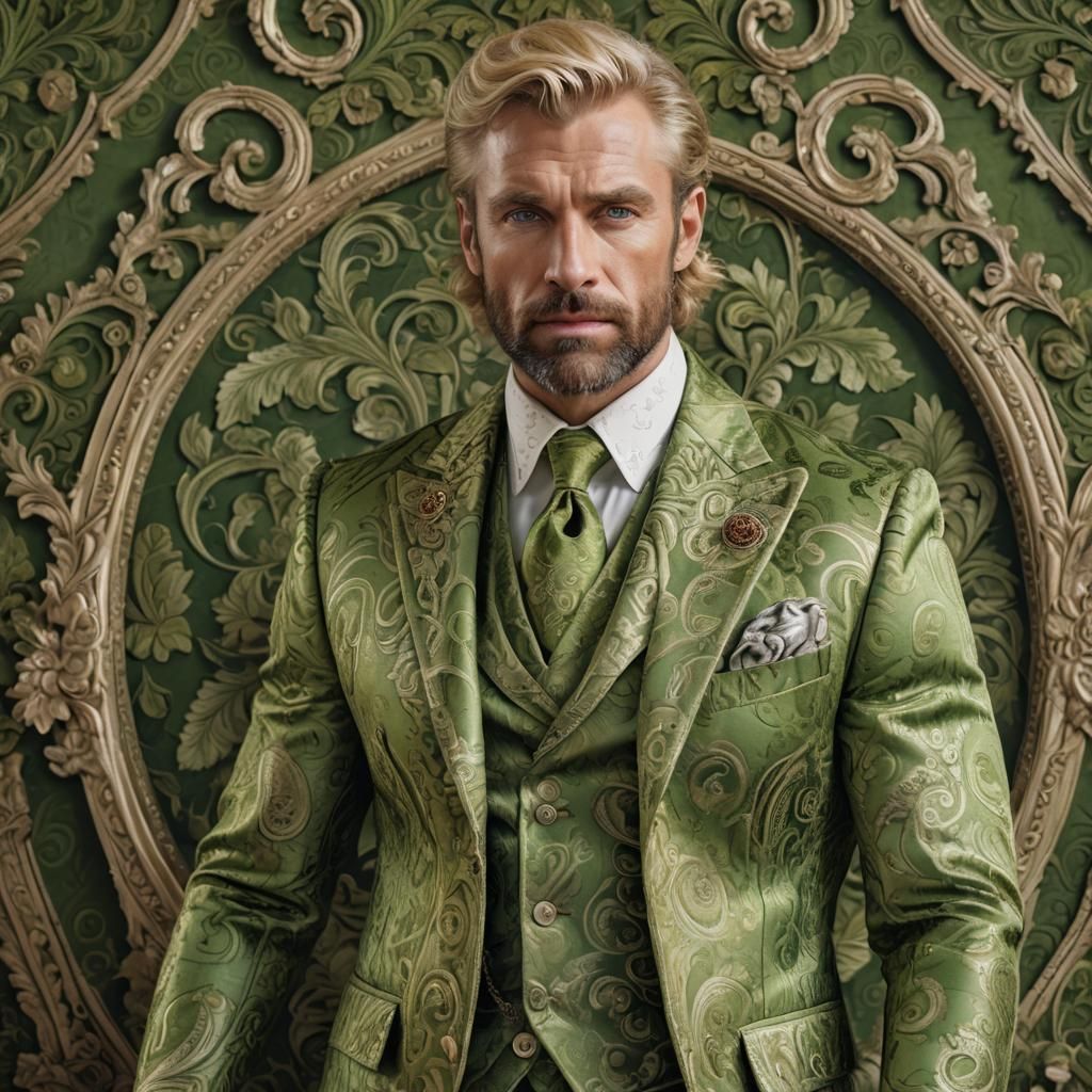 Handsome man in green suite