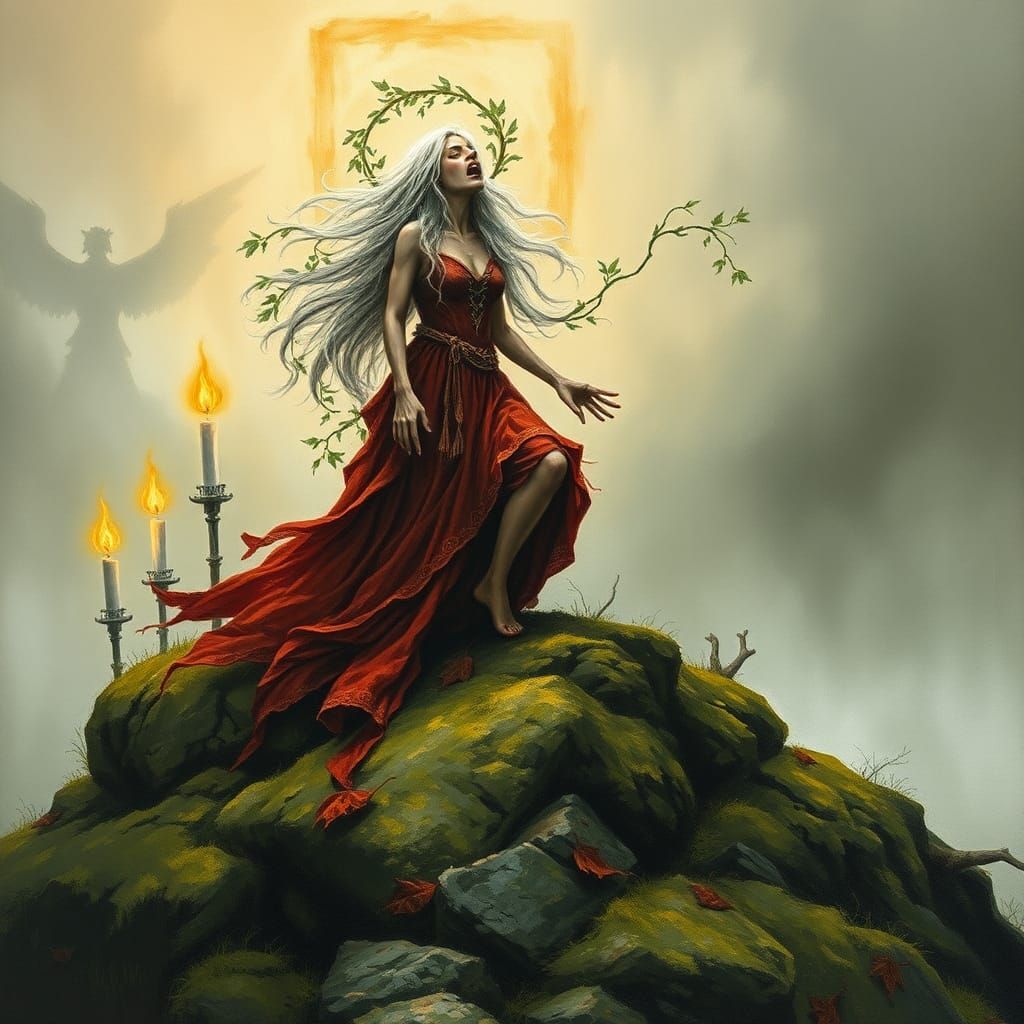 Banshee Screams in Irish Countryside, Impressionist Gouache