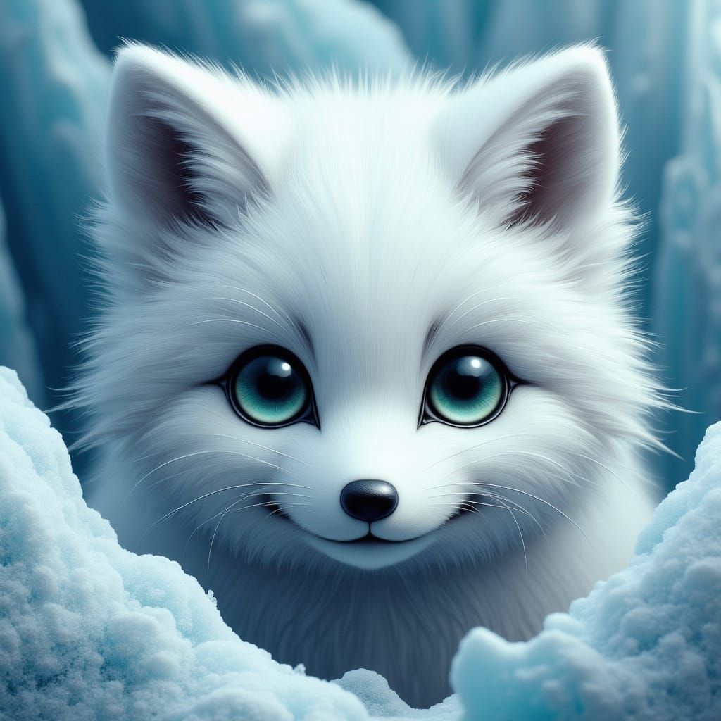 Ultra-Cute Arctic Fox in Hyper-Realistic Digital Art