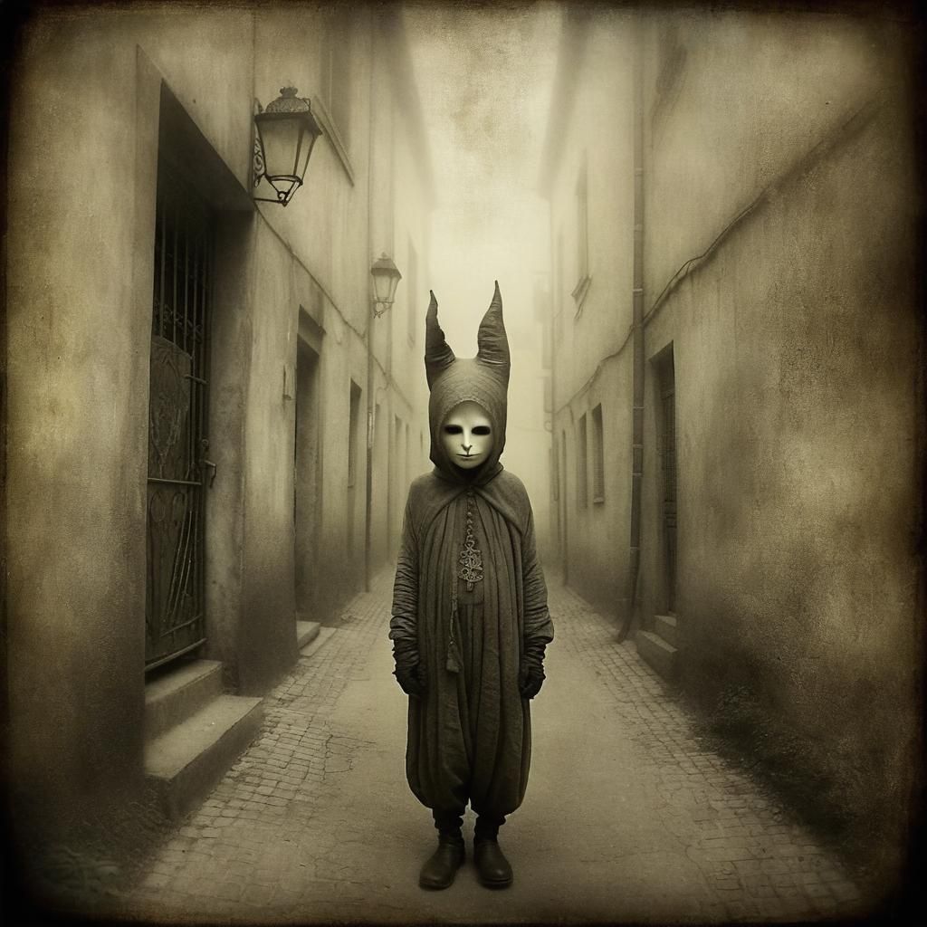 Mysterious Figure in Foggy Nirvana Alleyway