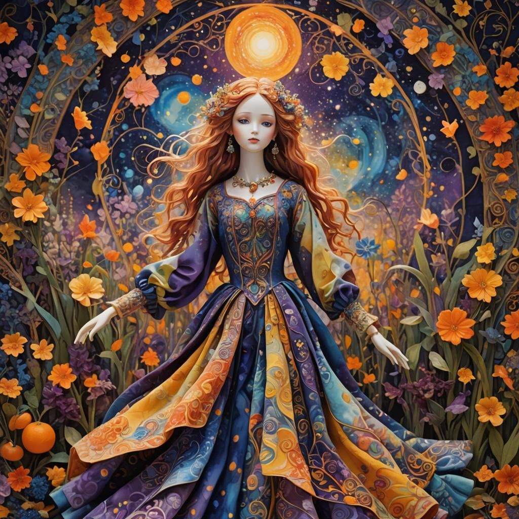 Porcelain Doll in Dreamlike Fantasy Realm