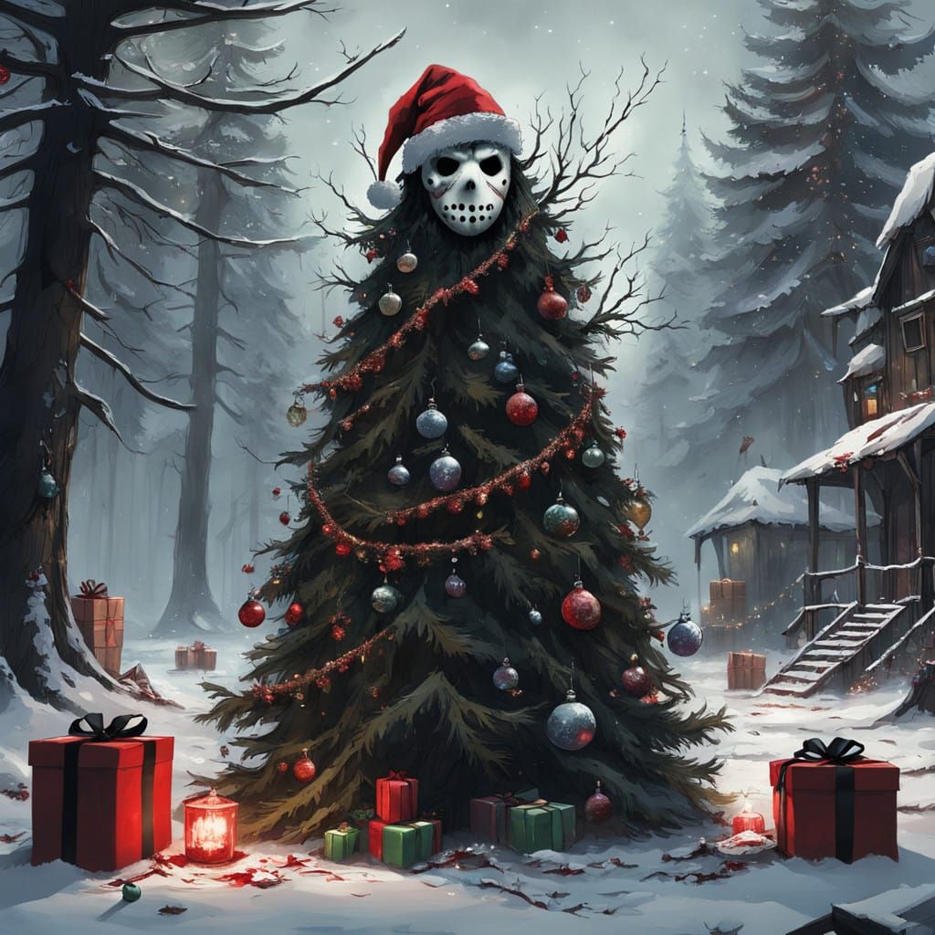 Jason Voorhees in a Haunting Christmas Scene