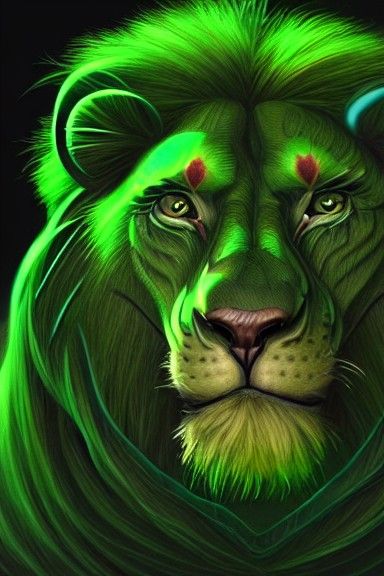 Cyber Green Lion in Sci-Fi Armor
