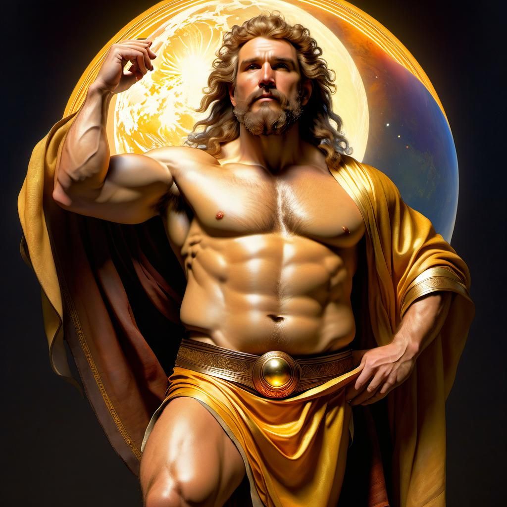 Heroic Man with Golden Loincloth in Dark Fantasy Style