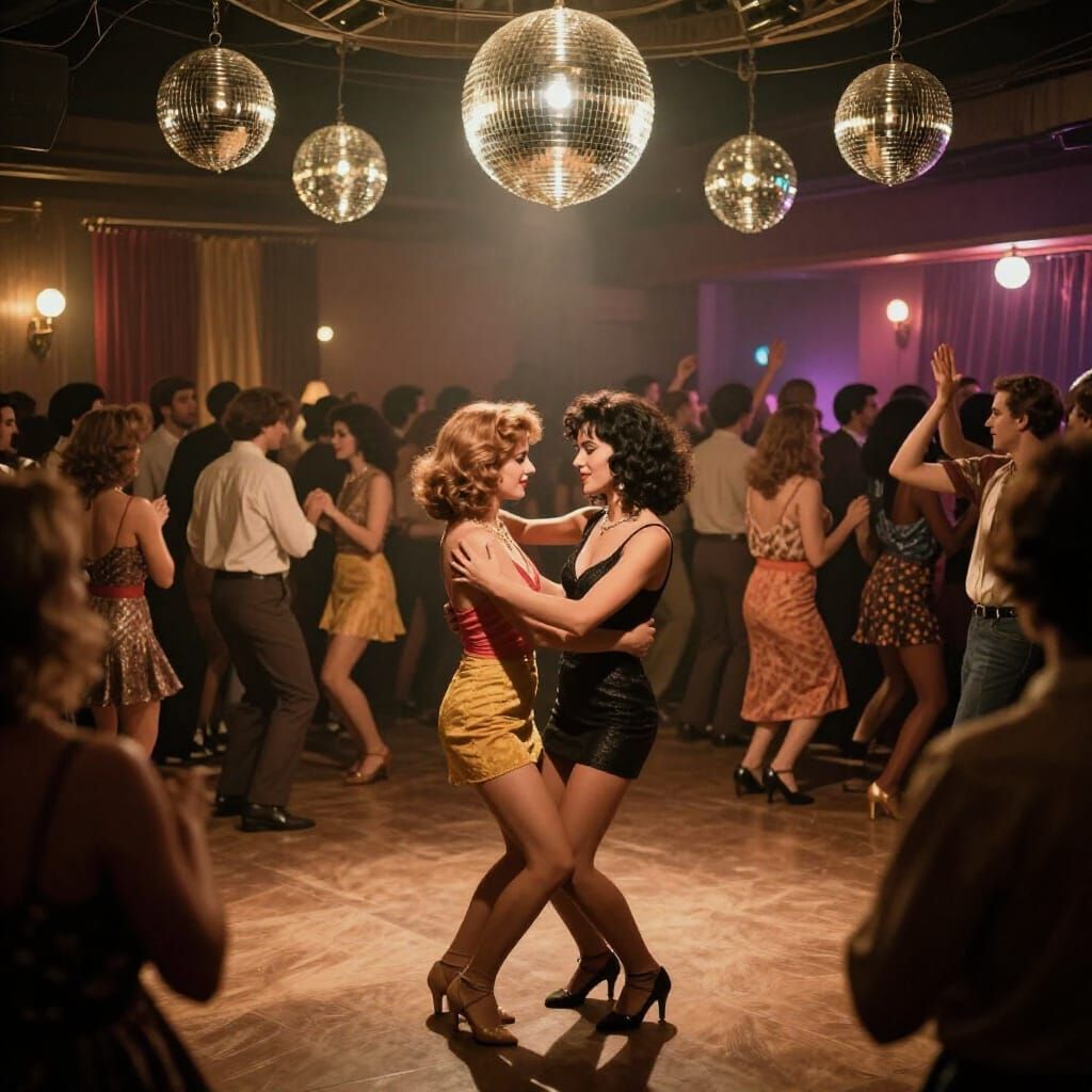 70s Disco Club Scene With Dancing Women