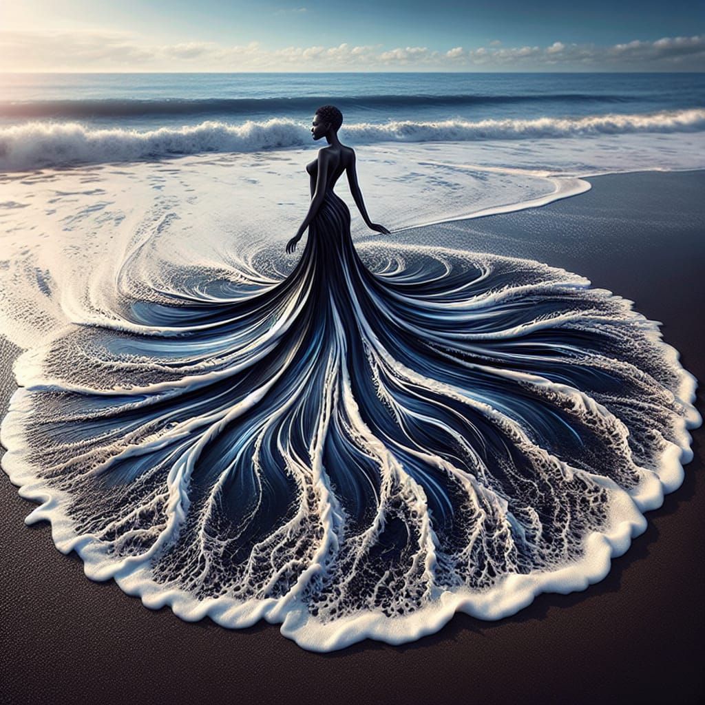 Ocean Surf Dress on Woman at Water's Edge