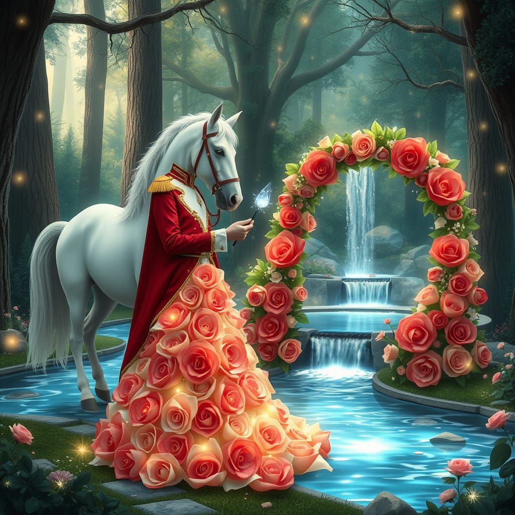 Whimsical Cinderella Wedding Scene in Enchanted Forest