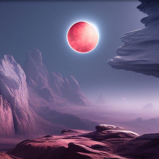 Fantastical Lunar Eclipse Matte Painting in Deep Color