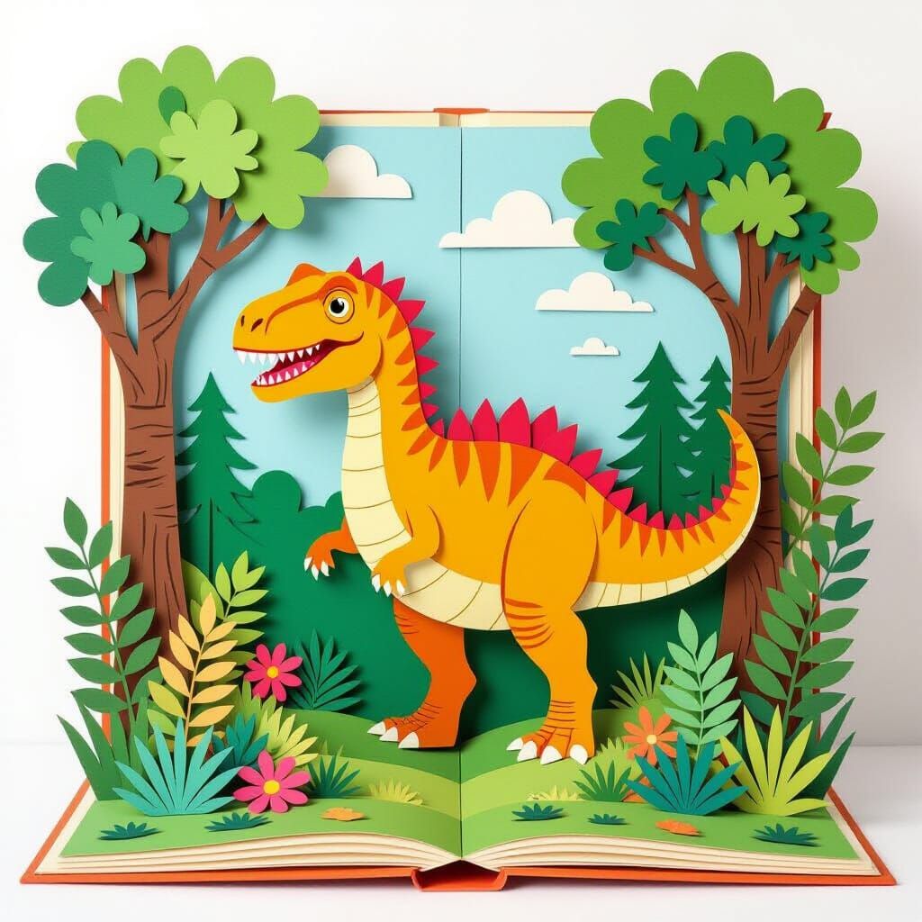 Dinosaur Emerges from Jurassic Pop-Up Book