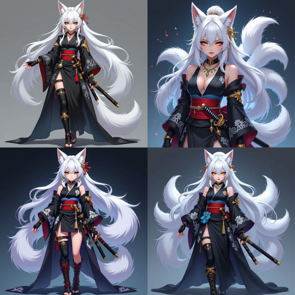 Anime Admiral with Kitsune Ears and Katana