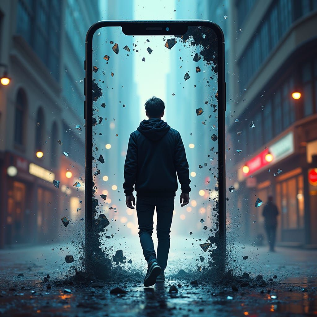 Boy Emerges from Shattered iPhone Screen