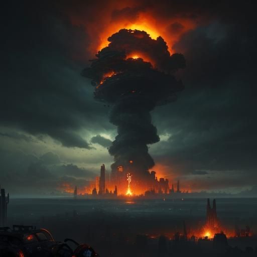 Post-Apocalyptic Ruins Under a Glowing Sky